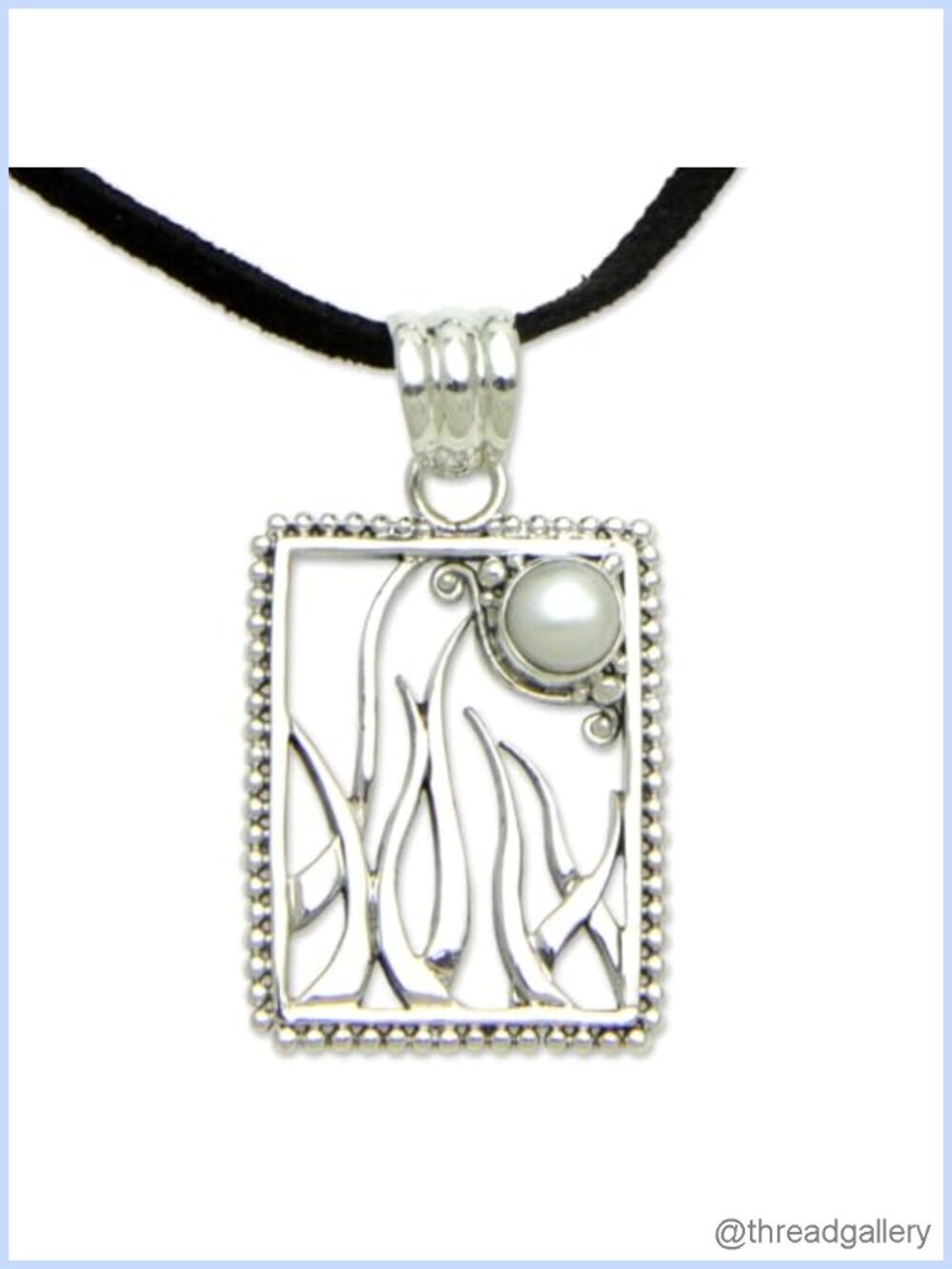 Handmade Sterling Silver Pearl Pendant Necklace Artisan Crafted 18.5 in